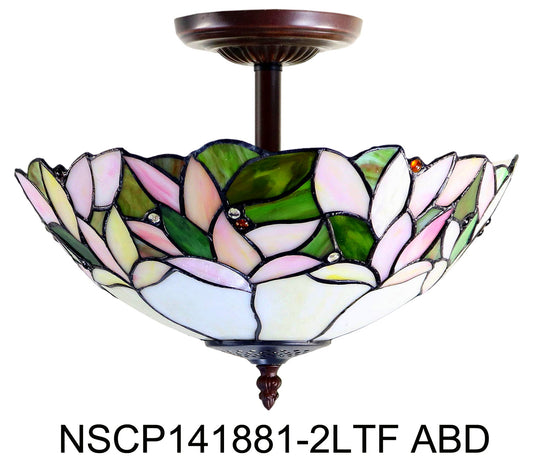 14" Dome style Leaf Tiffany  Uplighter Pendant Light
