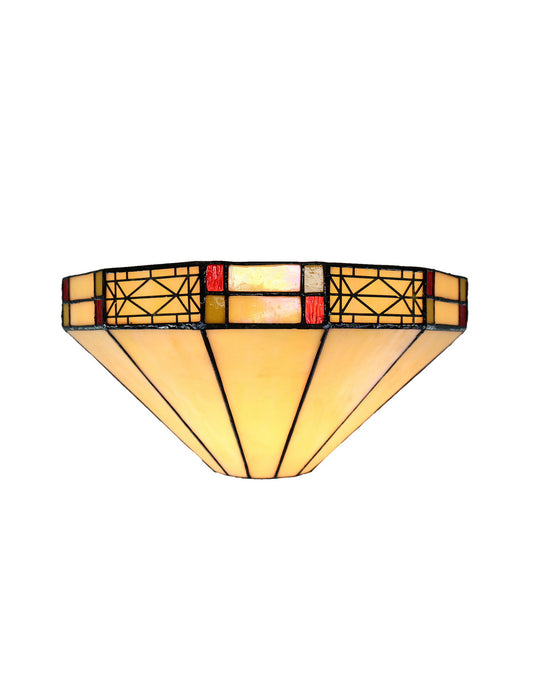 Ivory white  Mission Stained Glass Tiffany Wall Light  with  Double Intricate Filigree Accent