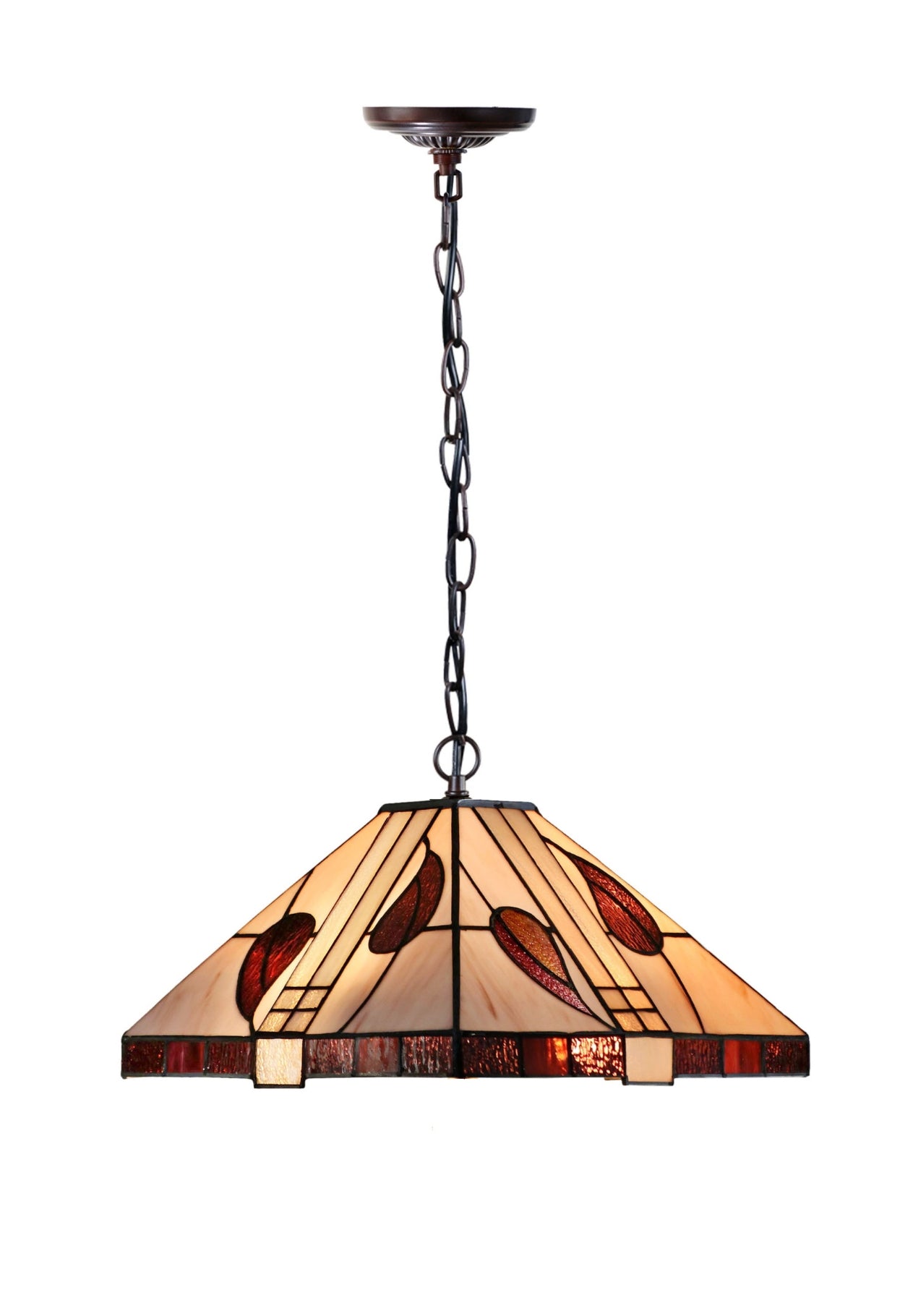 Large Mission Tiffany Style Leaf Pendant Light Large Mission Tiffany Style Leaf Pendant Light