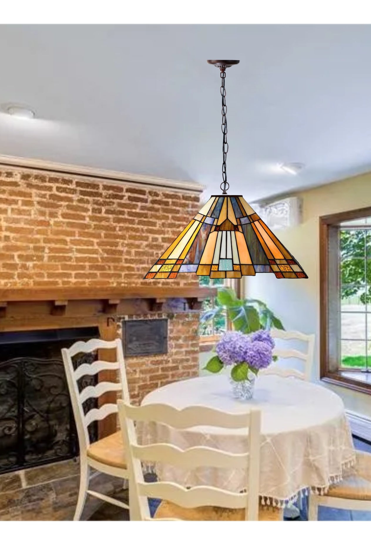 Large Mission Tiffany Style Inglenook Pendant Light Large Mission Tiffany Style Inglenook Pendant Light