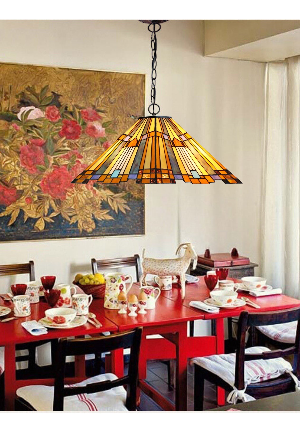 Large Mission Tiffany Style Inglenook Pendant Light Large Mission Tiffany Style Inglenook Pendant Light