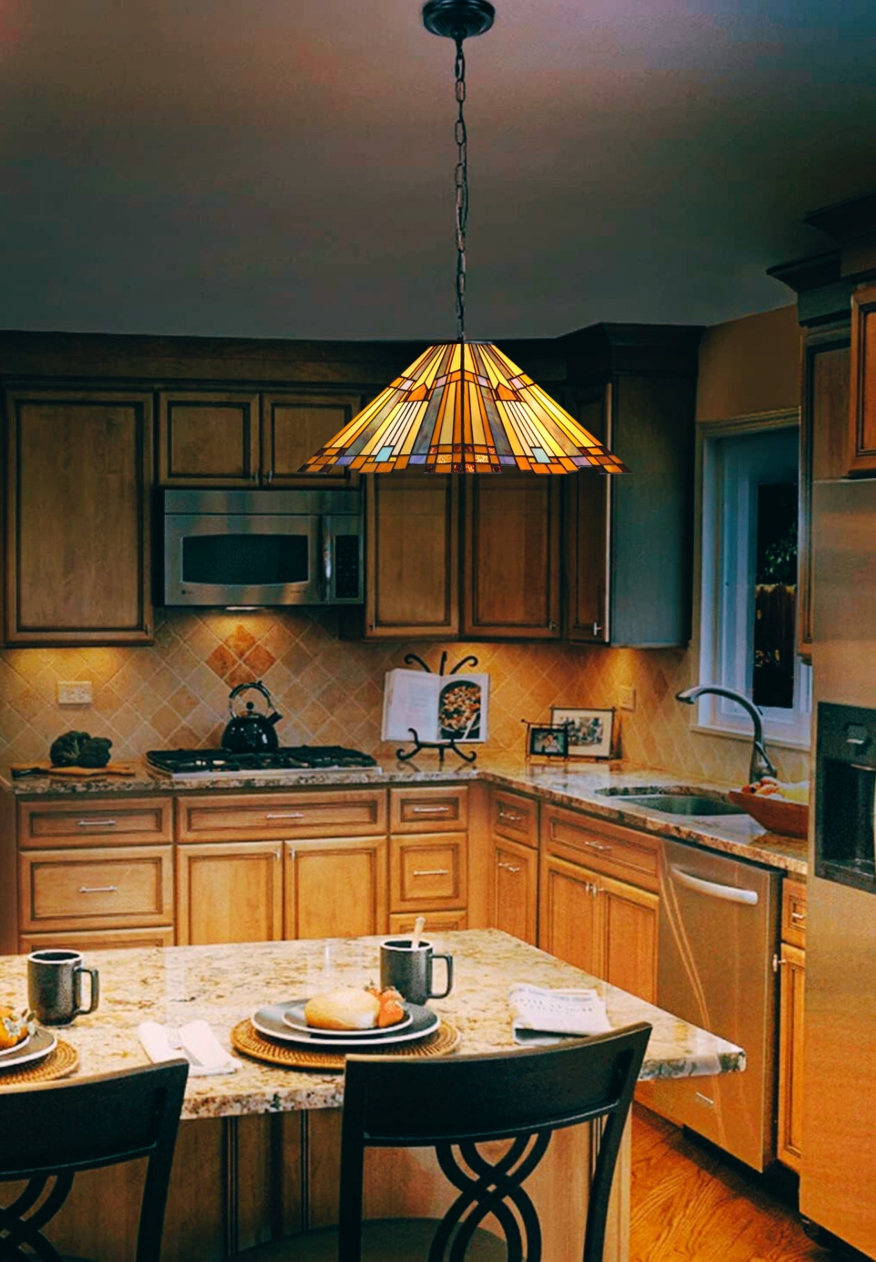 Large Mission Tiffany Style Inglenook Pendant Light Large Mission Tiffany Style Inglenook Pendant Light