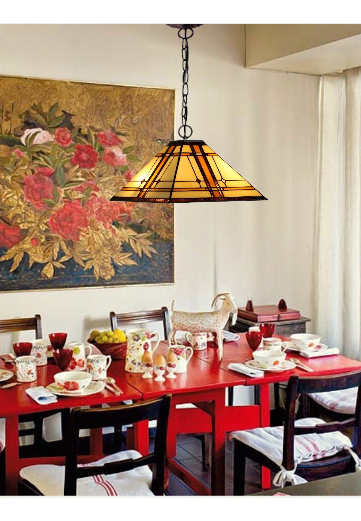 Large Mission Tiffany Style Amora Pendant Light Large Mission Tiffany Style Amora Pendant Light