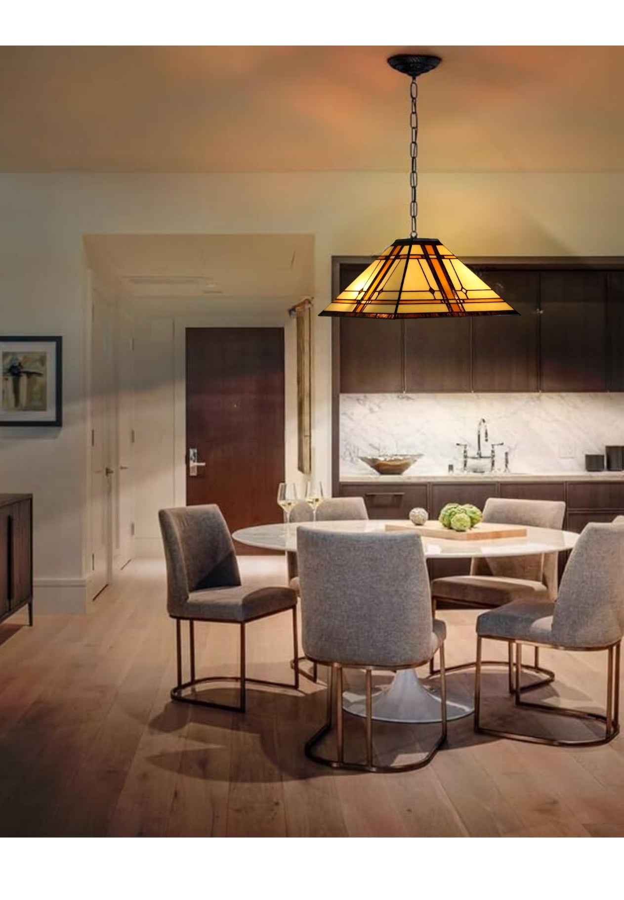 Large Mission Tiffany Style Amora Pendant Light Large Mission Tiffany Style Amora Pendant Light