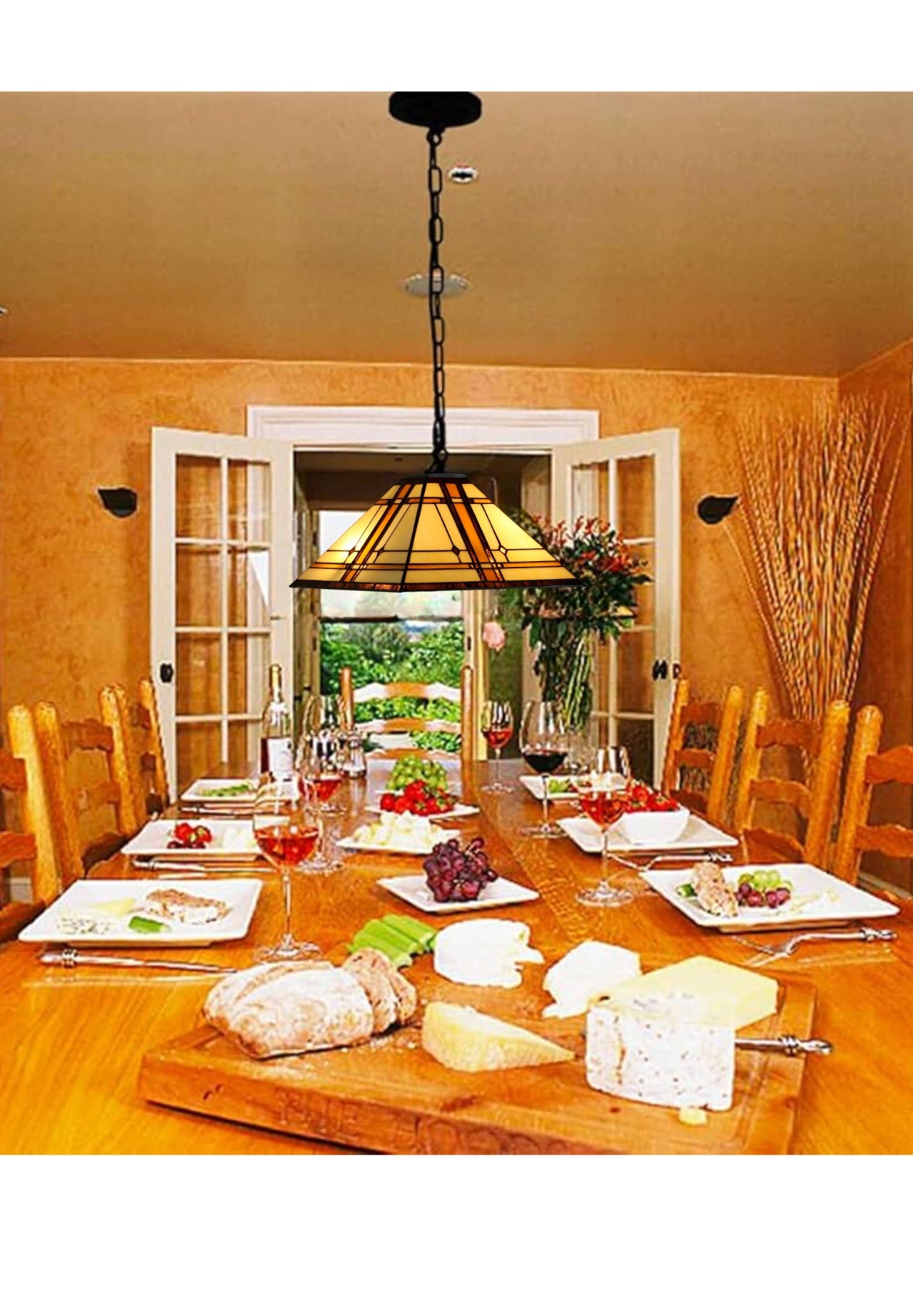 Large Mission Tiffany Style Amora Pendant Light Large Mission Tiffany Style Amora Pendant Light