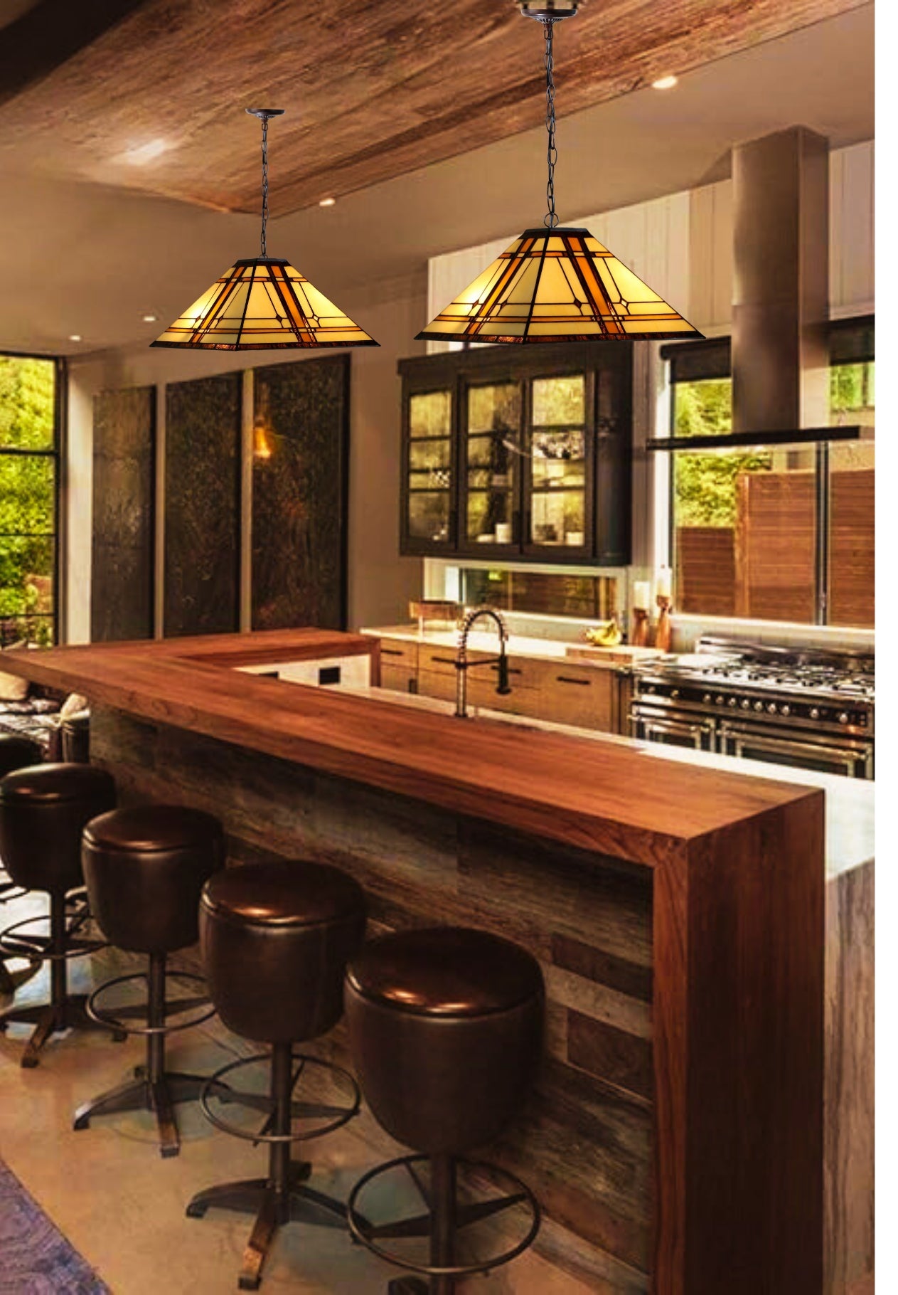 Large Mission Tiffany Style Amora Pendant Light Large Mission Tiffany Style Amora Pendant Light