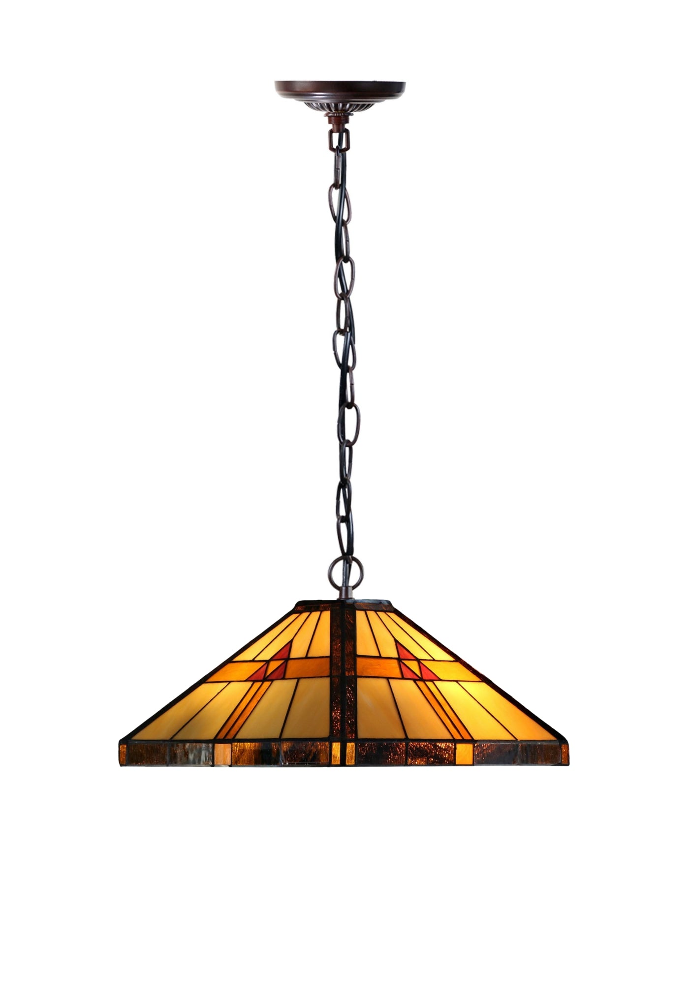 Large Mission Tiffany Style Pyramid pattern Pendant Light Large Mission Tiffany Style Pyramid pattern Pendant Light