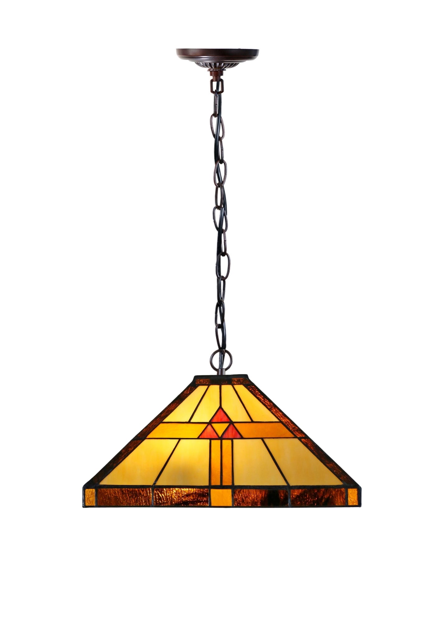 Large Mission Tiffany Style Pyramid pattern Pendant Light Large Mission Tiffany Style Pyramid pattern Pendant Light