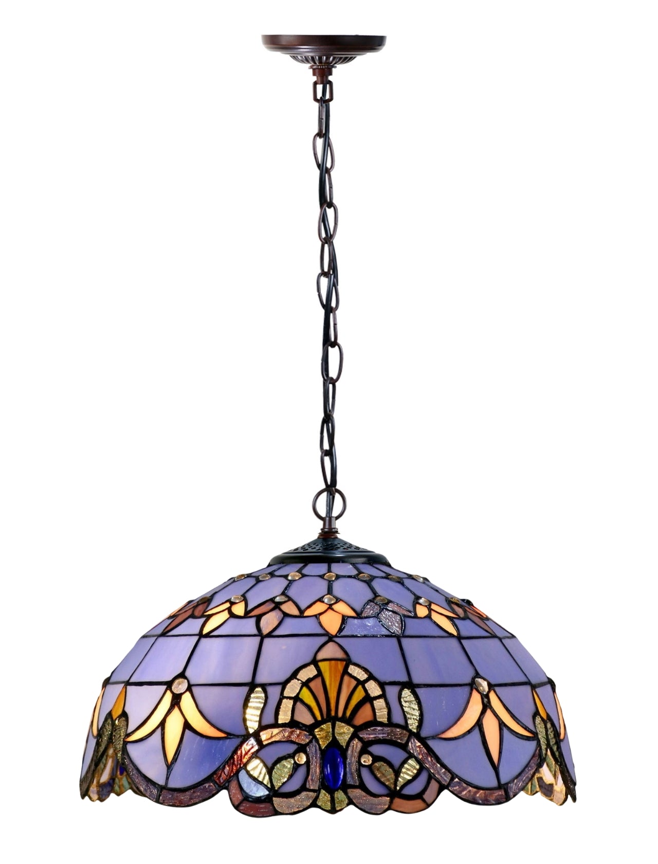 Large 16" Blue Baroque Style Leadlight Tiffany  Pendant Light Large 16" Blue Baroque Style Leadlight Tiffany  Pendant Light