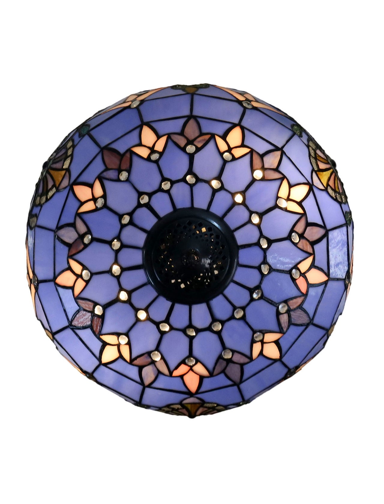 Large 16" Blue Baroque Style Leadlight Tiffany  Pendant Light Large 16" Blue Baroque Style Leadlight Tiffany  Pendant Light