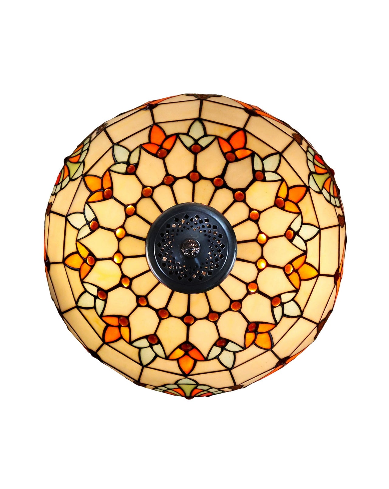 Large 16" Beige Baroque Style Leadlight Tiffany  Pendant Light Large 16" Beige Baroque Style Leadlight Tiffany  Pendant Light