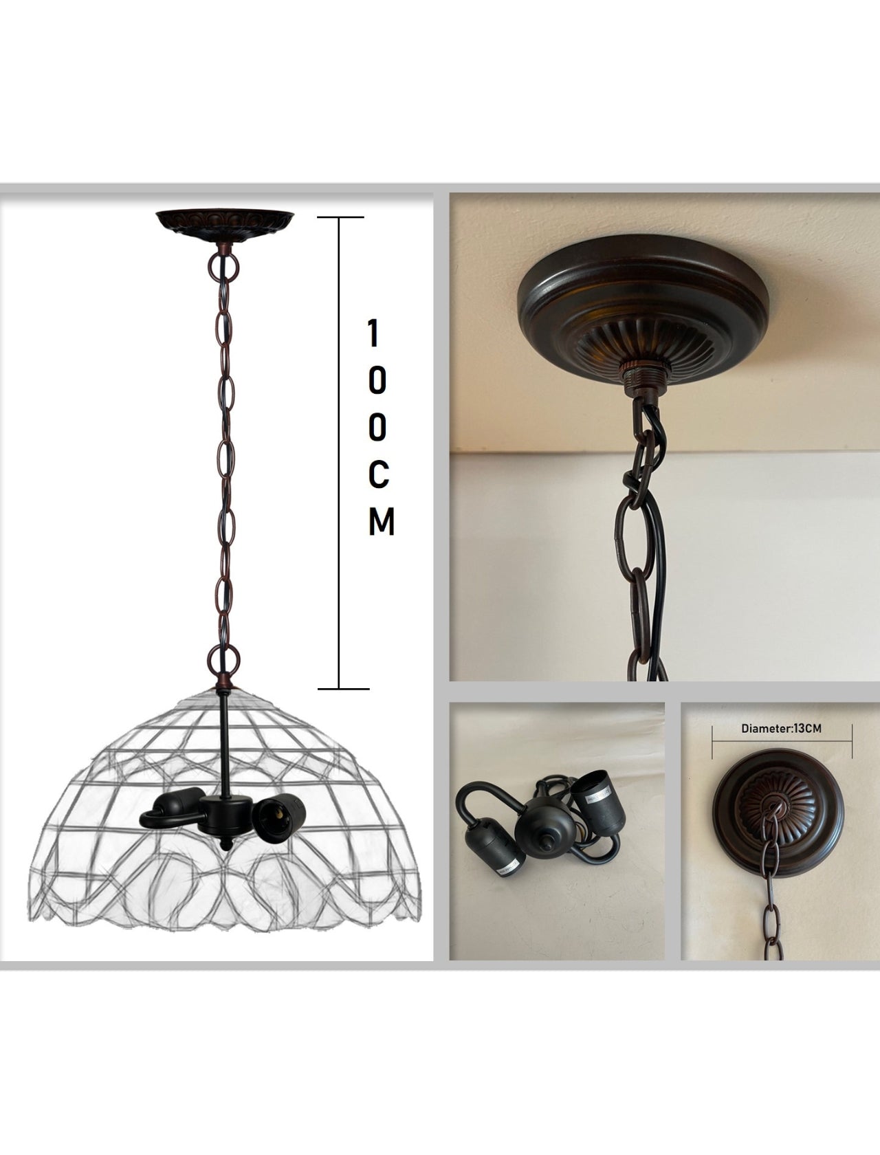 Large 20 " Pink English Rose Style Tiffany  Pendant Light Down light Large 20 " Pink English Rose Style Tiffany  Pendant Light Down light