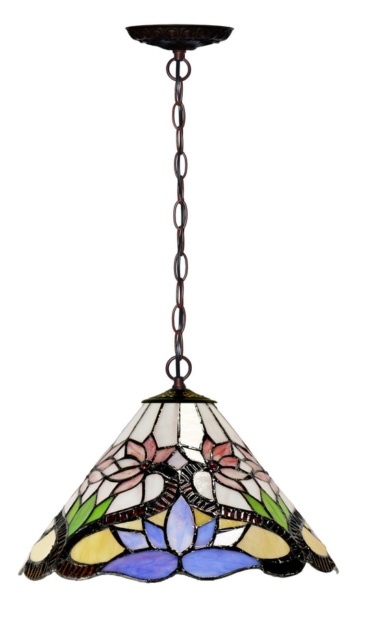 12 “ Water Lily Style Stained Glass Tiffany Pendant Light