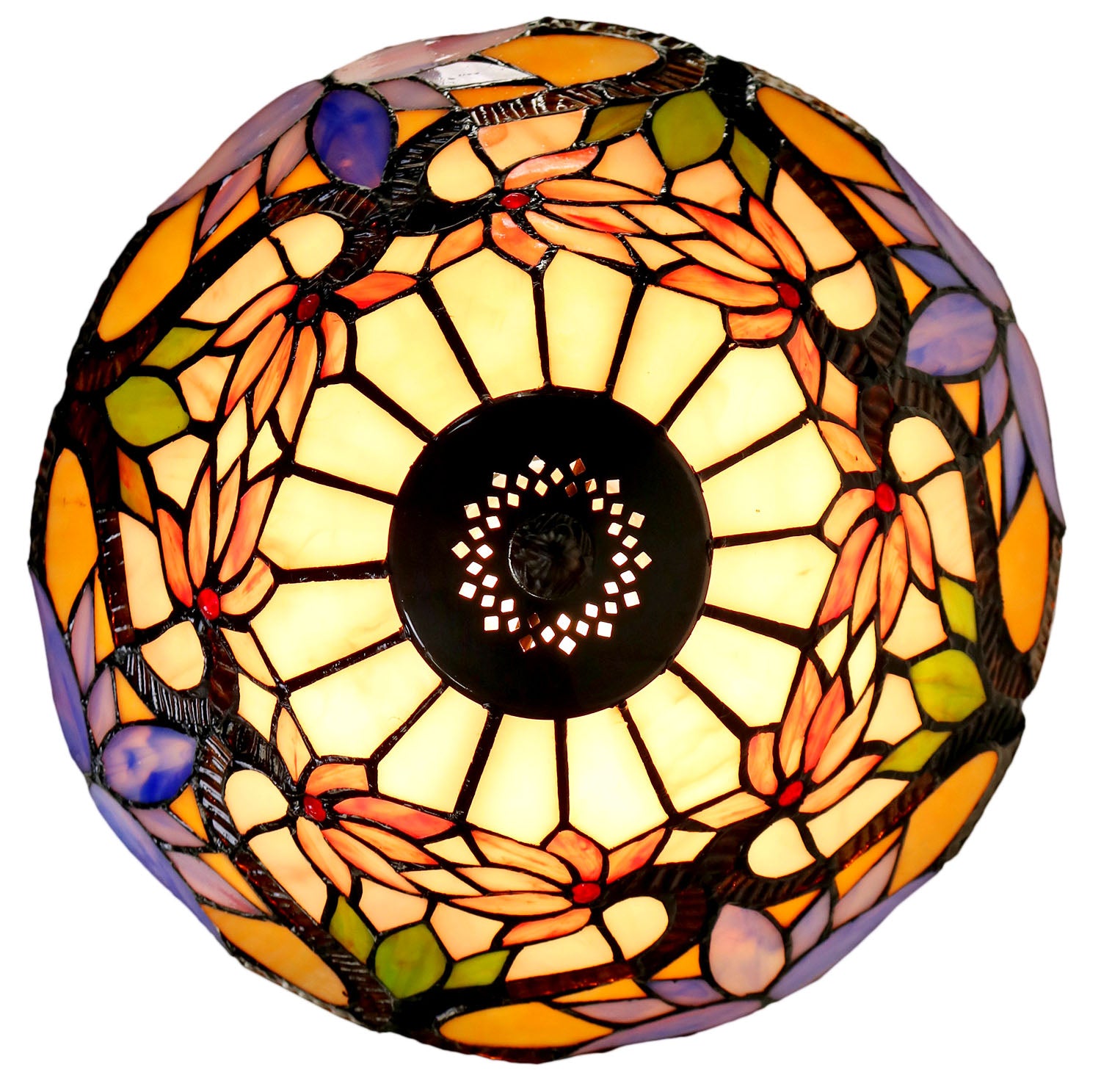 12 “ Water Lily Style Stained Glass Tiffany Pendant Light 12 “ Water Lily Style Stained Glass Tiffany Pendant Light
