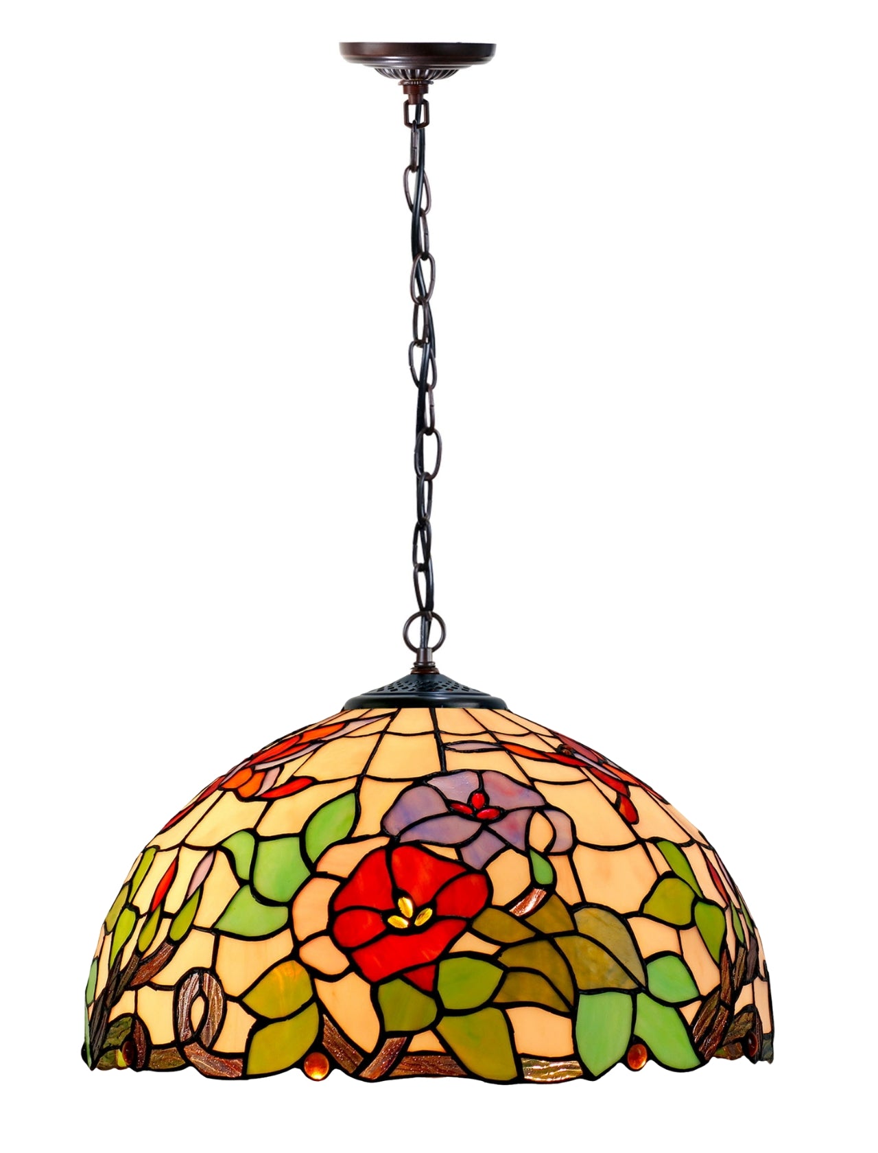 16" Butterfly Flower Stained Glass Tiffany Pendant Light 16" Butterfly Flower Stained Glass Tiffany Pendant Light