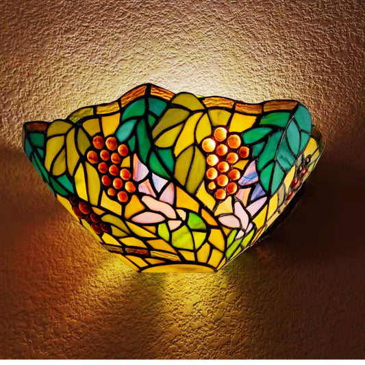 Grape Tiffany Style Stained Glass Wall Sconce