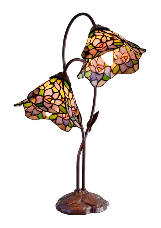 Double Lamp shade Flower Iris Style Tiffany Table Lamp