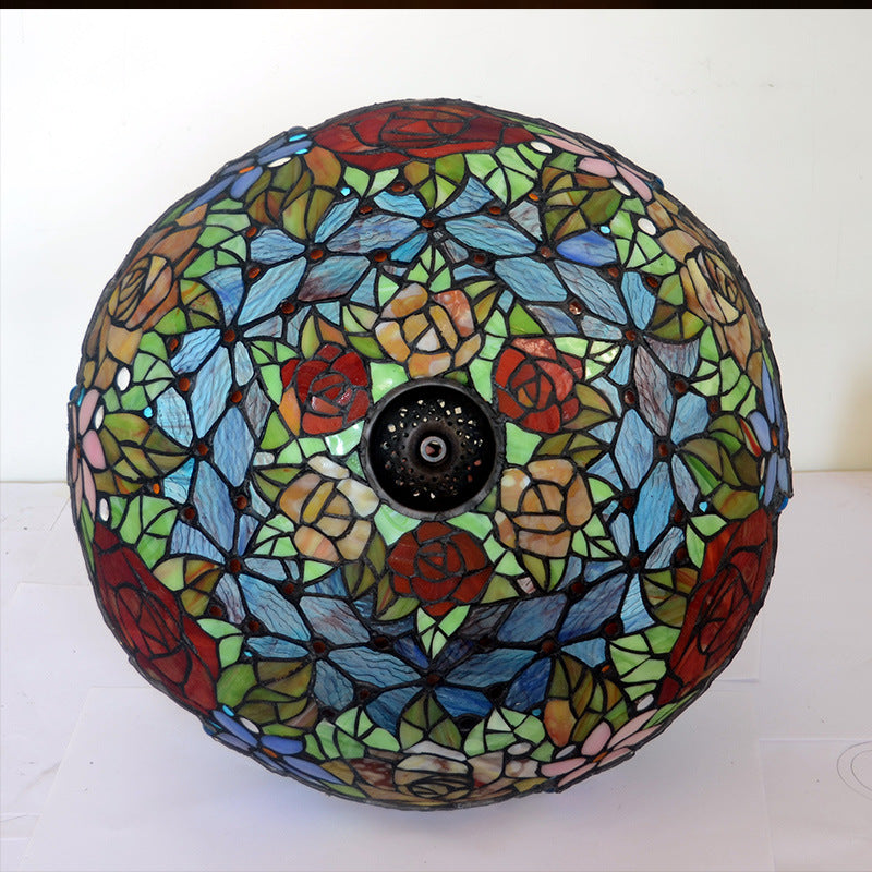 Large 16" Blooming Rose Stained Glass Tiffany Table Lamp Large 16" Blooming Rose Stained Glass Tiffany Table Lamp
