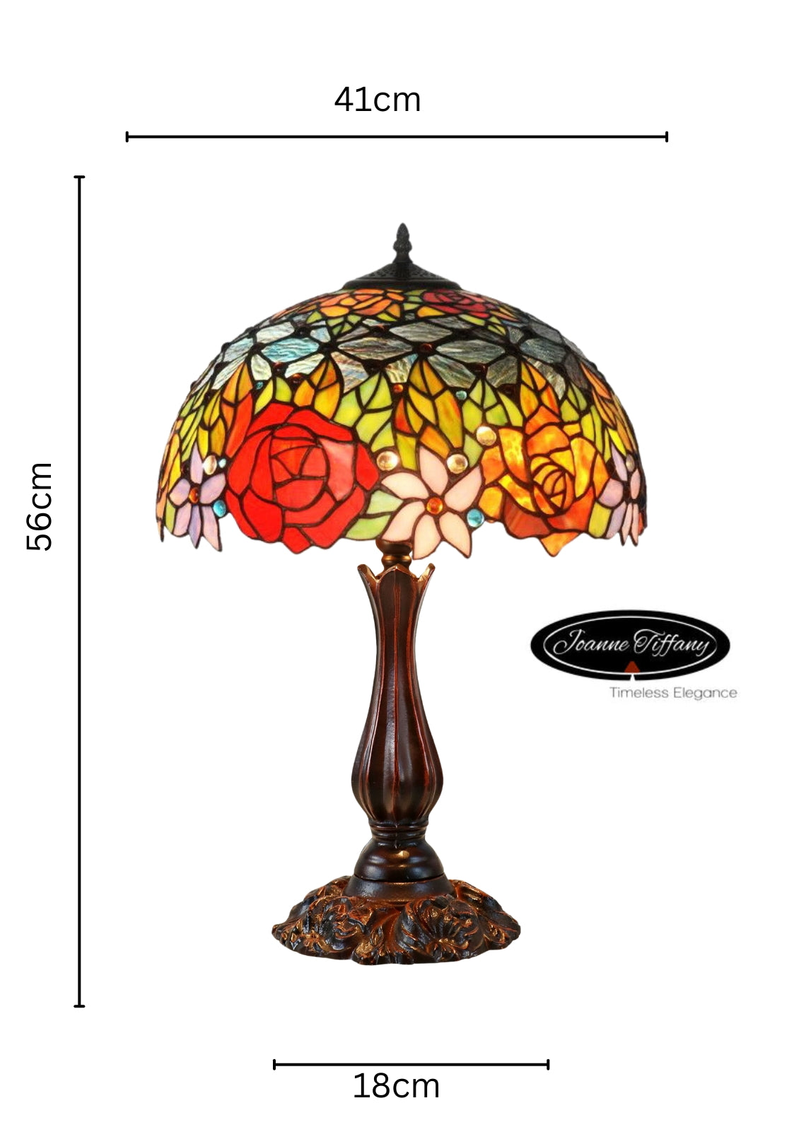 Large 16" Blooming Rose Stained Glass Tiffany Table Lamp Large 16" Blooming Rose Stained Glass Tiffany Table Lamp