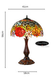 Large 16" Blooming Rose Stained Glass Tiffany Table Lamp Large 16" Blooming Rose Stained Glass Tiffany Table Lamp