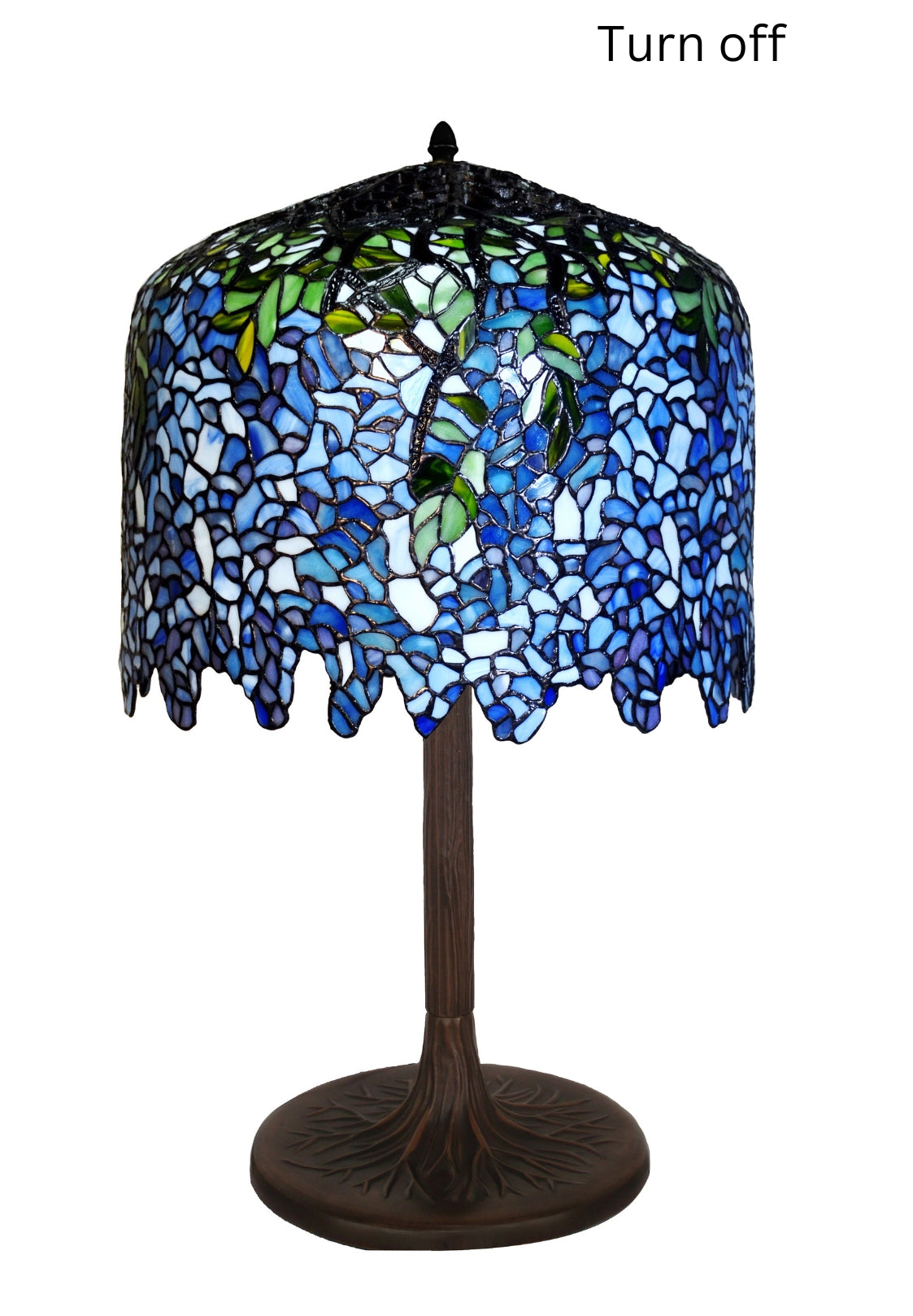 Huge 18" Blue Wisteria Tiffany Stained Glass Table Lamp with Trunk Base* only 1 Huge 18" Blue Wisteria Tiffany Stained Glass Table Lamp with Trunk Base* only 1