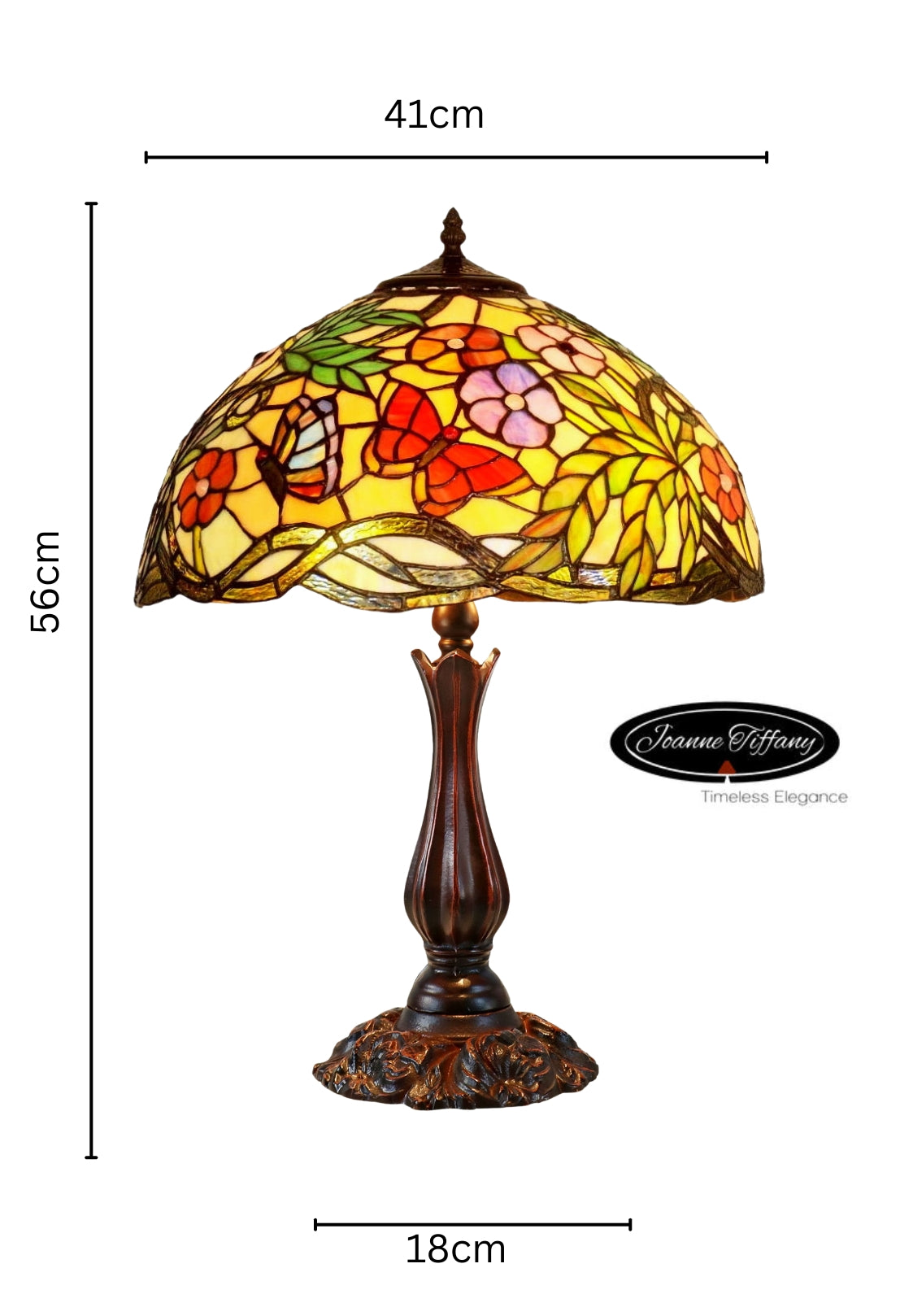 Large 16" Butterfly Flower Stained Glass Tiffany Table Lamp Large 16" Butterfly Flower Stained Glass Tiffany Table Lamp