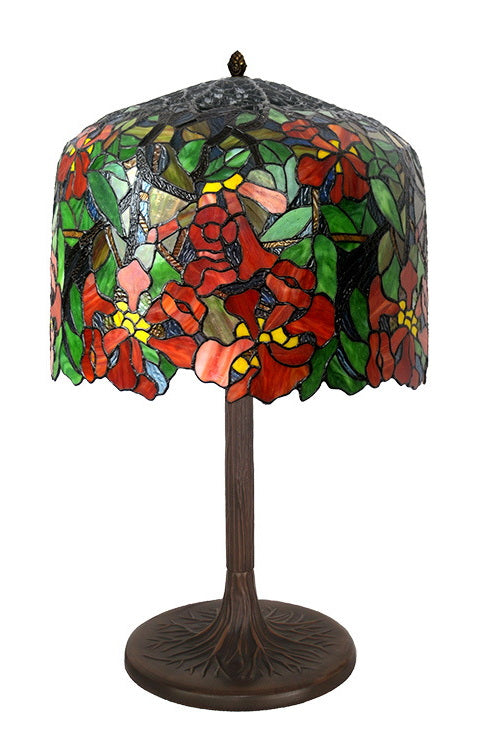 Huge 18 inches Wide Tiffany Reproduction Traditional “Trumpet Creeper” Table Lamp Huge 18 inches Wide Tiffany Reproduction Traditional “Trumpet Creeper” Table Lamp