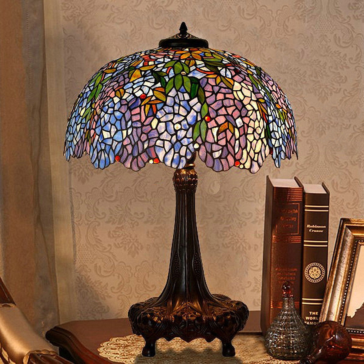 Huge 22 inches Wide Tiffany Reproduction Wisteria Table Lamp(only 1) Huge 22 inches Wide Tiffany Reproduction Wisteria Table Lamp(only 1)