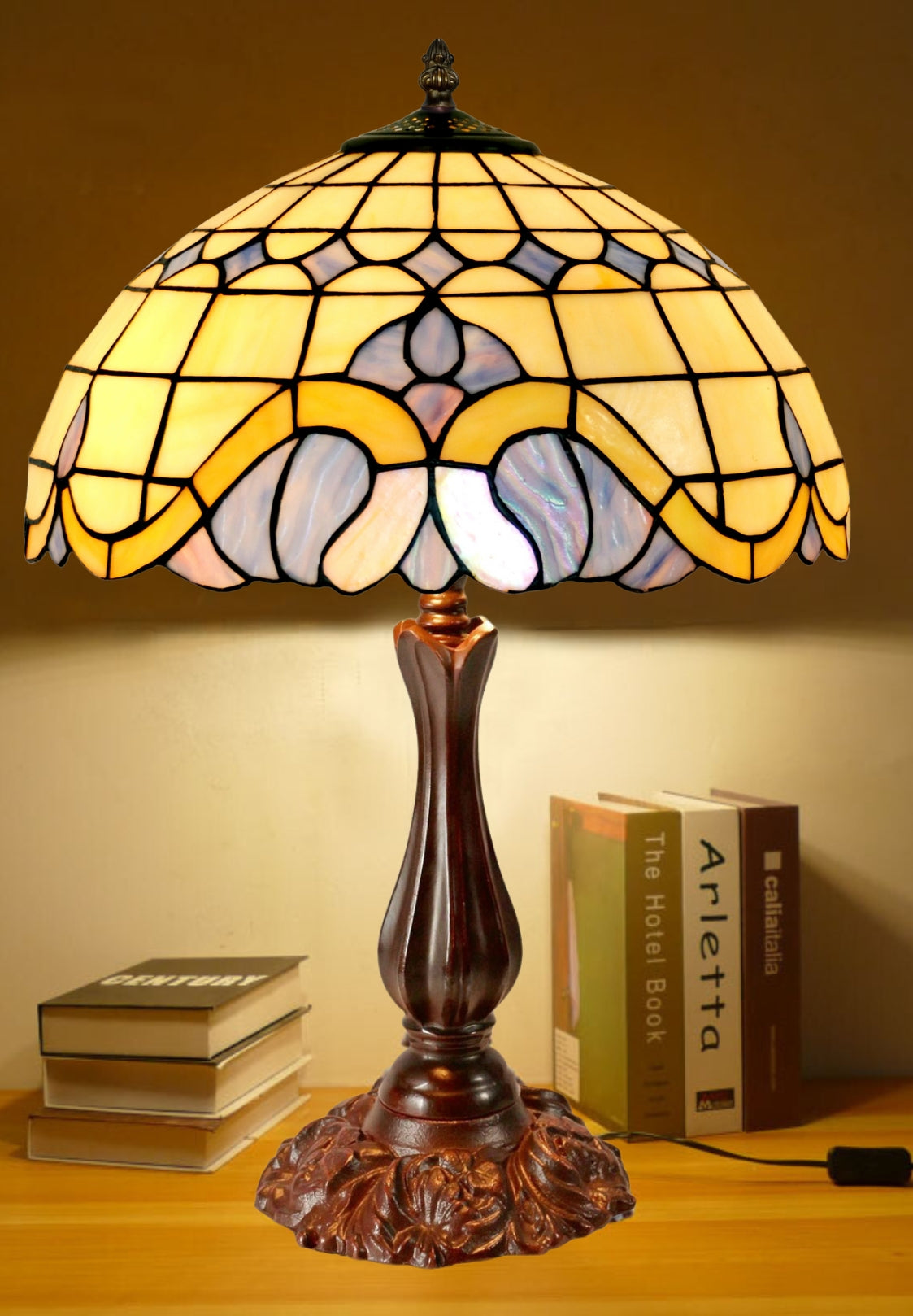Large 16" Mediterranean Style Leadlight Stained Glass Tiffany Table Lamp Large 16" Mediterranean Style Leadlight Stained Glass Tiffany Table Lamp