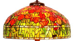 Huge 20" Red Tulip  Stained Glass Tiffany Table Lamp with Lady peacock Base Huge 20" Red Tulip  Stained Glass Tiffany Table Lamp with Lady peacock Base