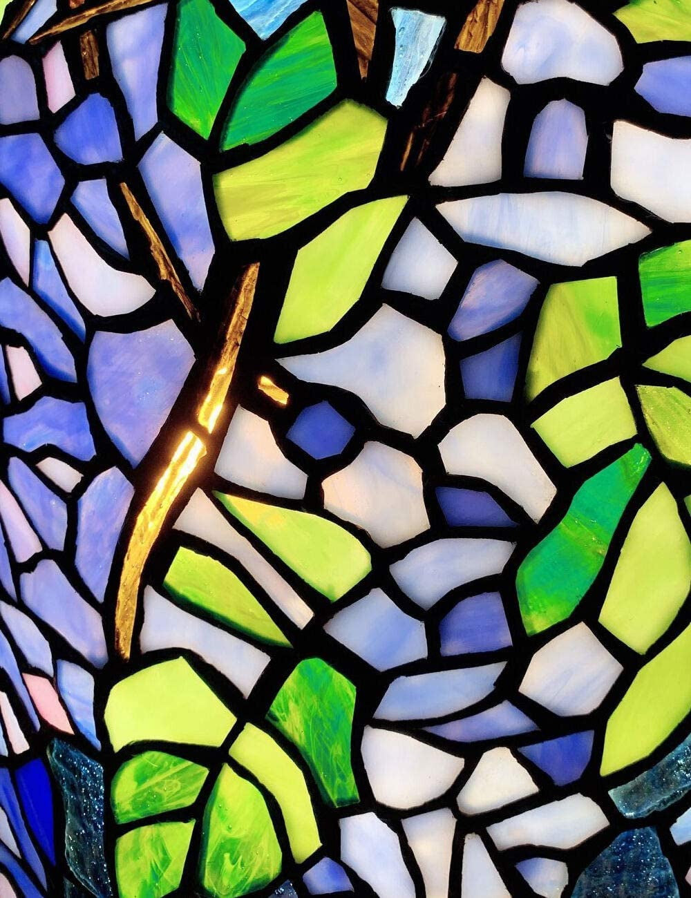Limited Edition@Blue Wisteria Tiffany Stained Glass Table Lamp with Trunk Base Limited Edition@Blue Wisteria Tiffany Stained Glass Table Lamp with Trunk Base