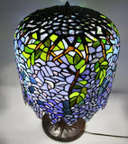 Limited Edition@Blue Wisteria Tiffany Stained Glass Table Lamp with Trunk Base Limited Edition@Blue Wisteria Tiffany Stained Glass Table Lamp with Trunk Base