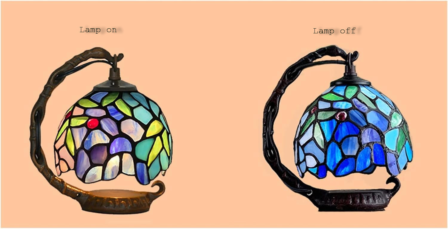Blue Wisteria  Mini Tiffany Stained Glass Night Lamp Blue Wisteria  Mini Tiffany Stained Glass Night Lamp