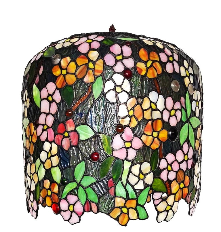 Museum Quality apple blossom Tiffany Stained Glass Table Lamp with Trunk Base Museum Quality apple blossom Tiffany Stained Glass Table Lamp with Trunk Base
