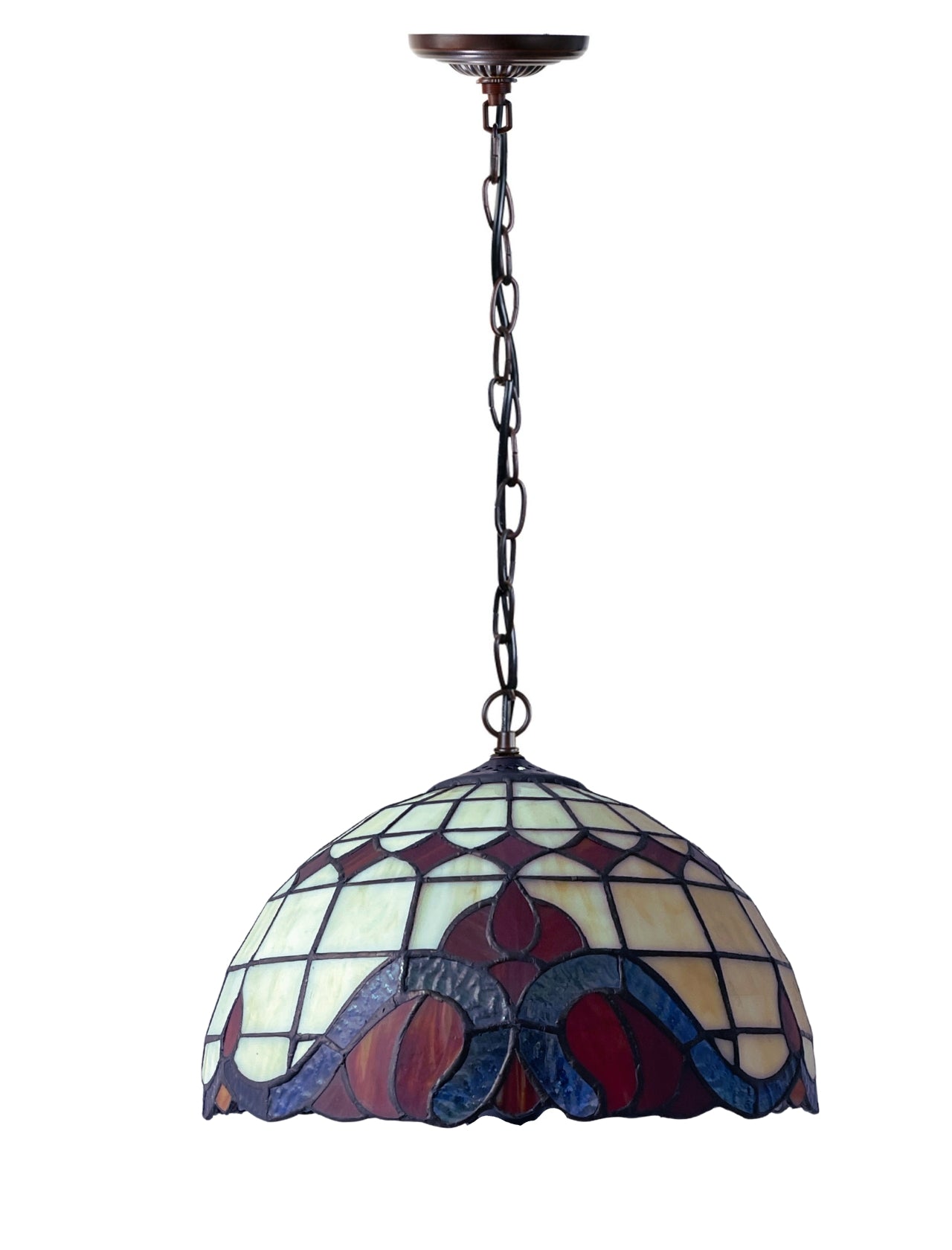 12" Red Art Nouveau Stained Glass Tiffany Pendant Light 12" Red Art Nouveau Stained Glass Tiffany Pendant Light