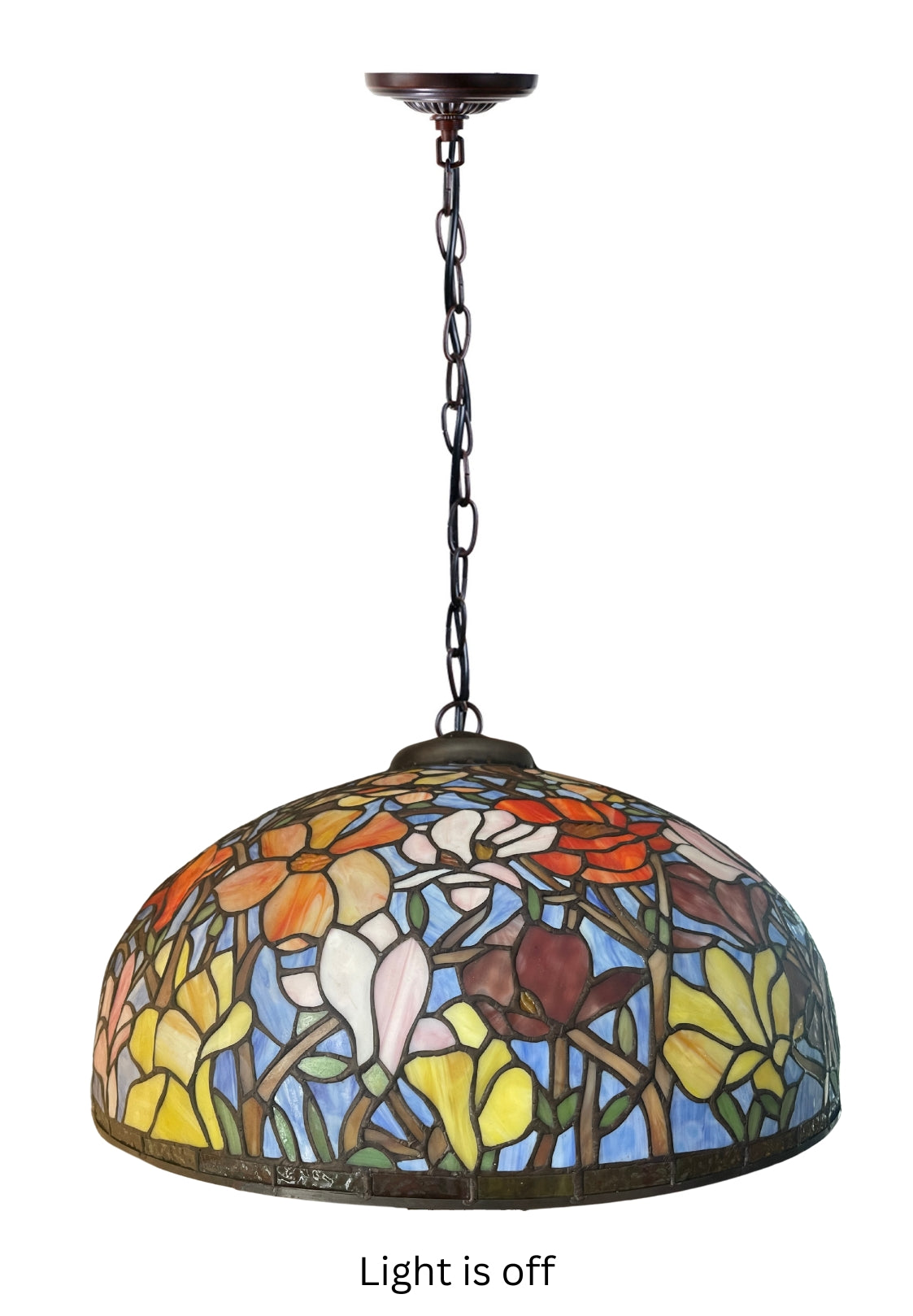 Huge 22" Magnolia Flower Stained Glass Tiffany Hanging Light Huge 22" Magnolia Flower Stained Glass Tiffany Hanging Light