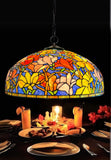 Huge 22" Magnolia Flower Stained Glass Tiffany Hanging Light Huge 22" Magnolia Flower Stained Glass Tiffany Hanging Light