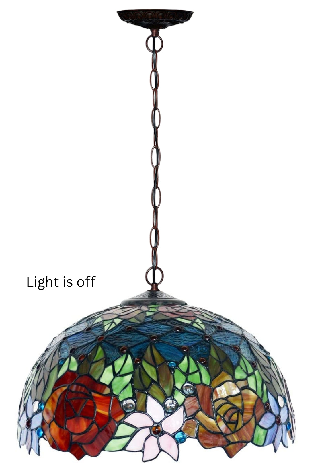 Large 16" Rose Tiffany Stained Glass Downlight Tiffany Pendant Light Large 16" Rose Tiffany Stained Glass Downlight Tiffany Pendant Light