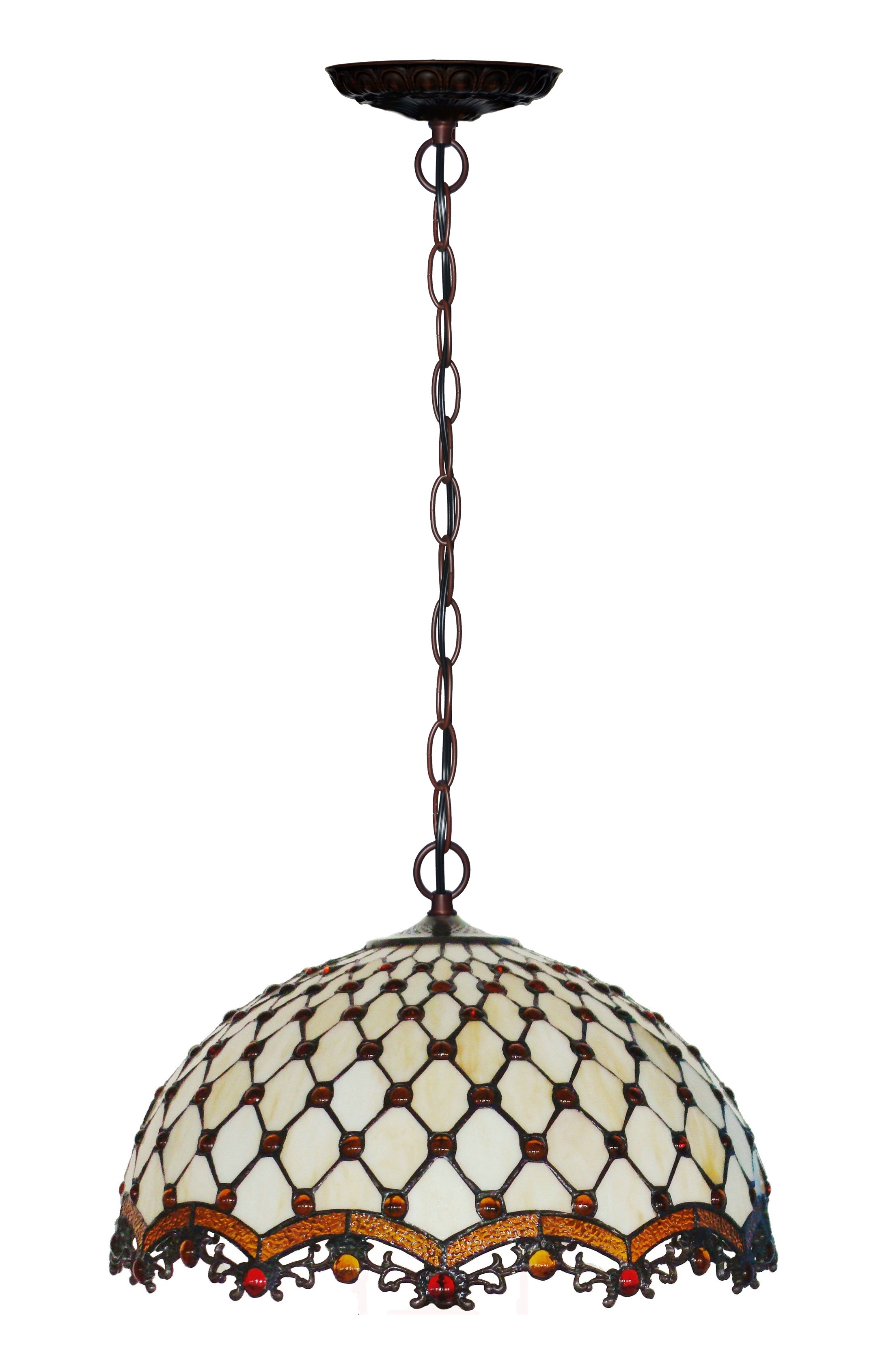 Large 18" Bead Stained Glass Leadlight Tiffany Pendant Light Large 18" Bead Stained Glass Leadlight Tiffany Pendant Light