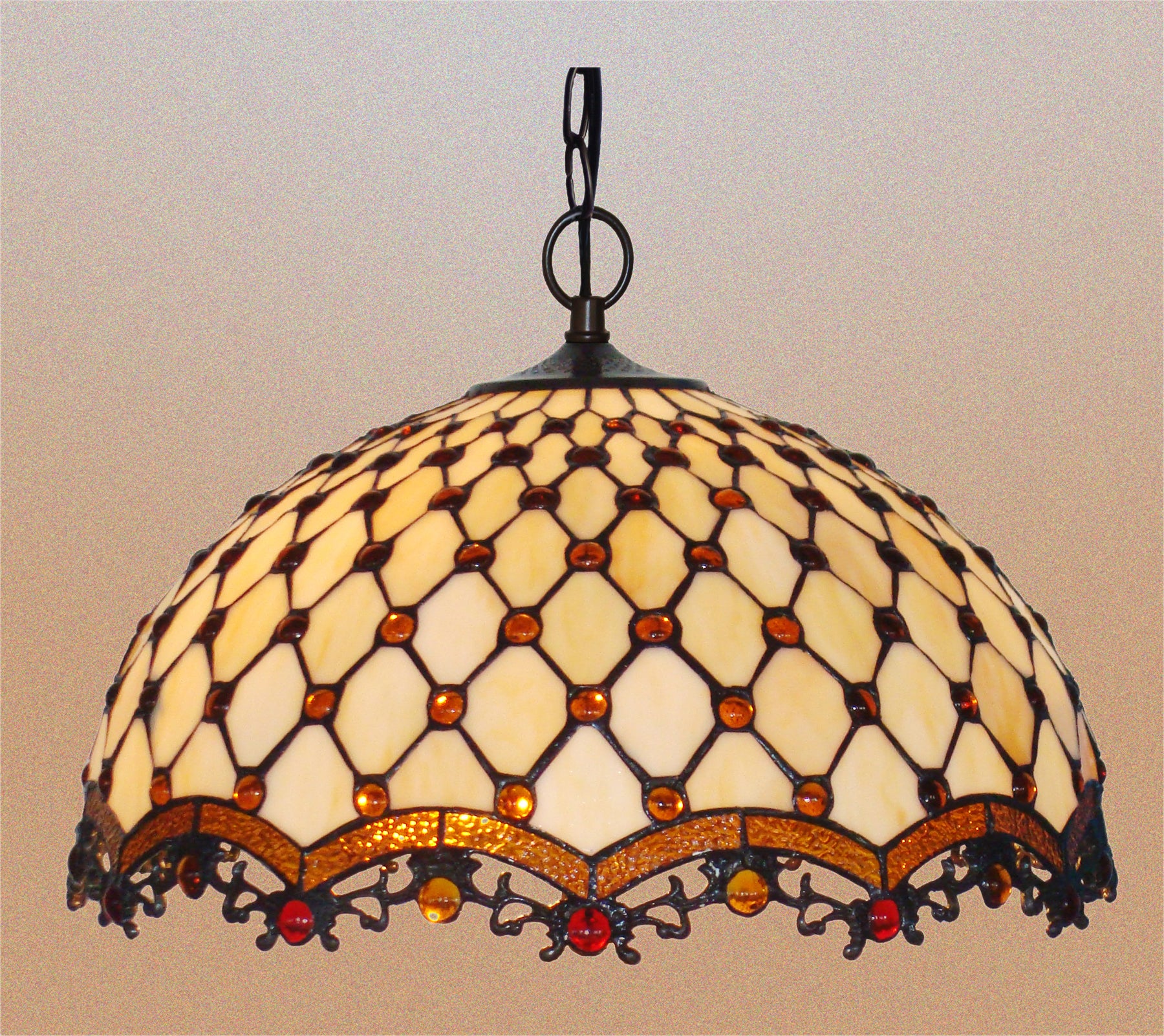 Large 18" Bead Stained Glass Leadlight Tiffany Pendant Light Large 18" Bead Stained Glass Leadlight Tiffany Pendant Light