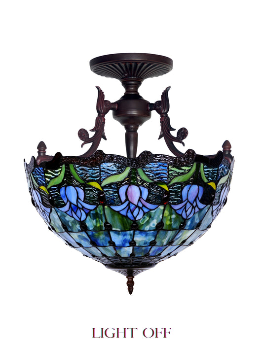 16 “ Large Elegant Tulip Bud Tiffany Semi Flush Mount Ceiling Light
