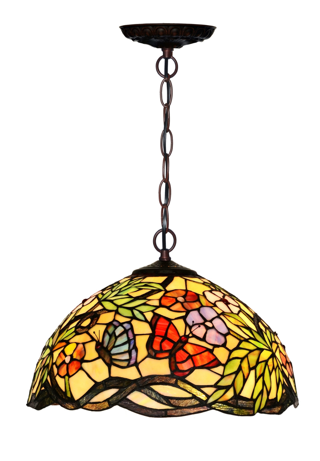 16" Flower Butterfly Style Stained Glass Leadlight Tiffany Pendant Light 16" Flower Butterfly Style Stained Glass Leadlight Tiffany Pendant Light