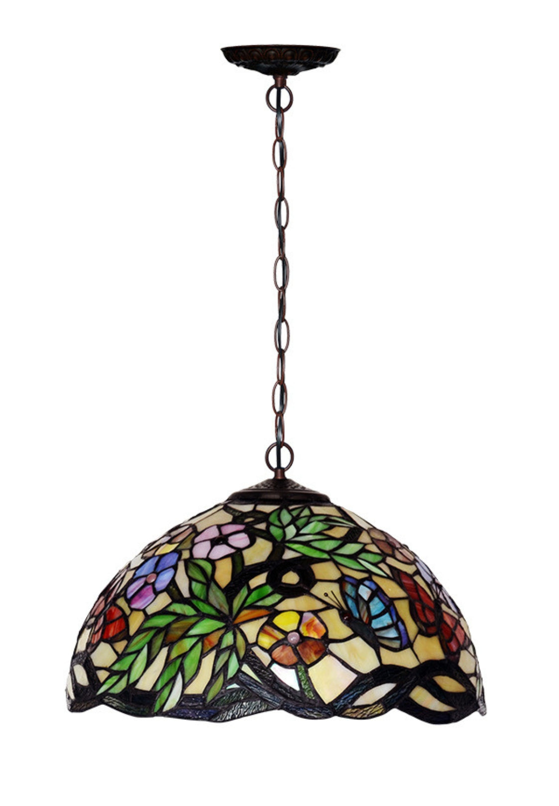 16" Flower Butterfly Style Stained Glass Leadlight Tiffany Pendant Light 16" Flower Butterfly Style Stained Glass Leadlight Tiffany Pendant Light