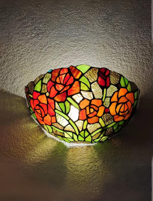Elegant Rose Style Tiffany Wall Sconce