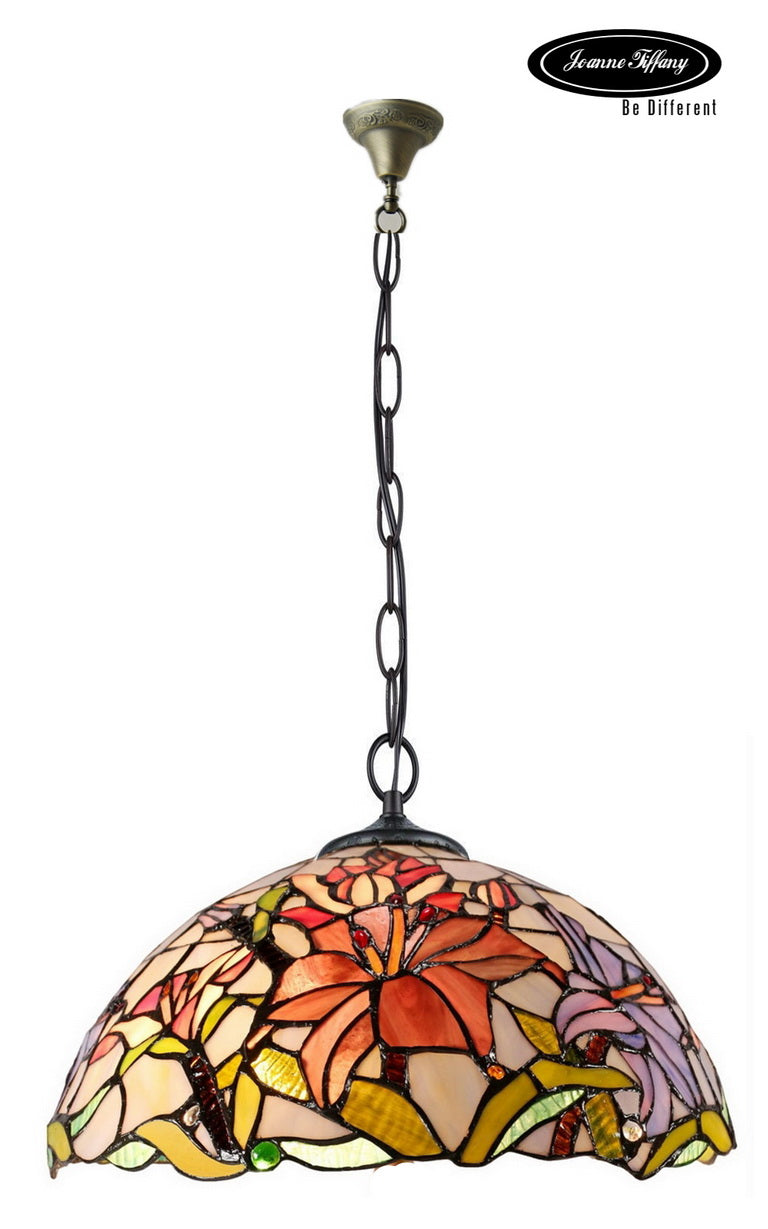 Large18" Lily Style Stained Glass Leadlight Tiffany Pendant Light Large18" Lily Style Stained Glass Leadlight Tiffany Pendant Light