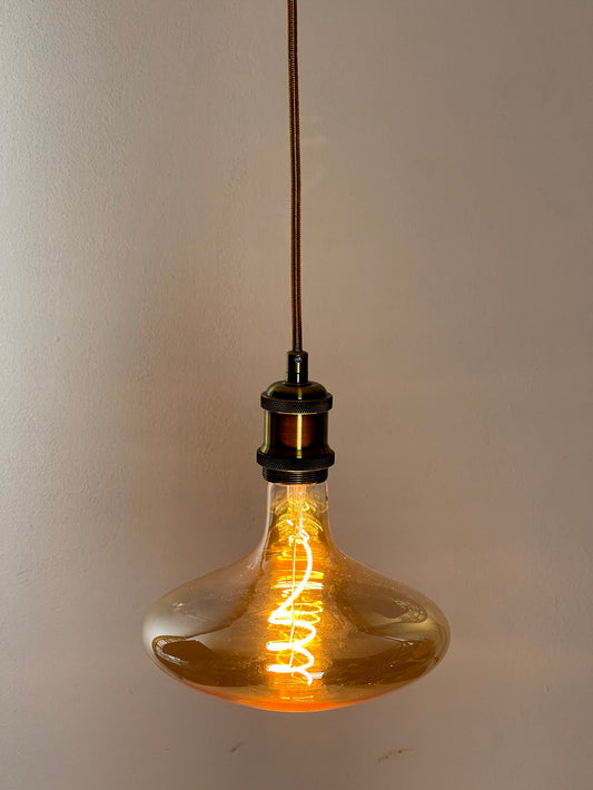 Brass Vintage LED Pendant Lights with Extra Large LED Globe Light Bulb Warm Light 4W E27