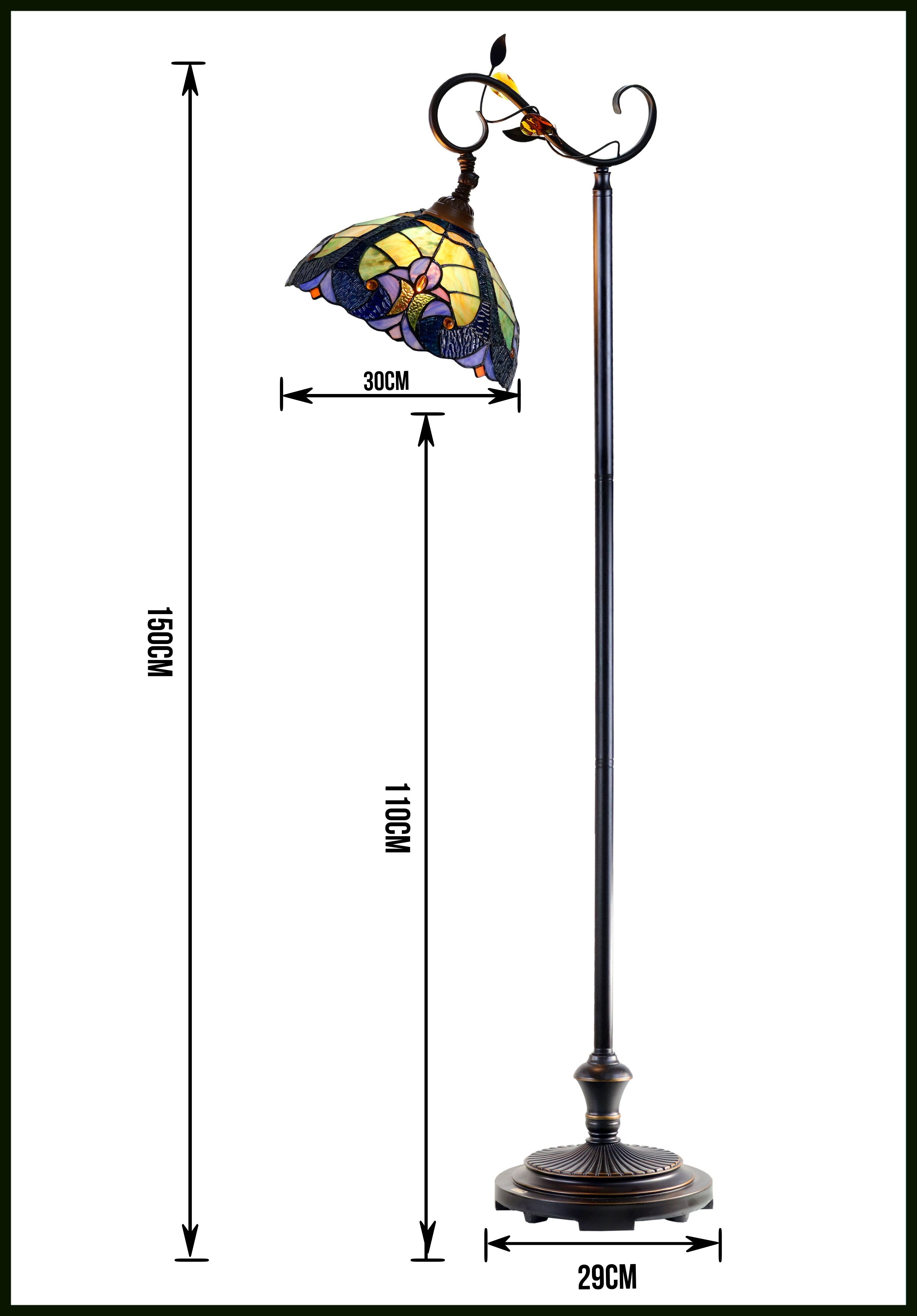 Antique Style Green Amor Tiffany Stained Glass Edwardian Bridge Arm Tiffany Floor Lamp Antique Style Green Amor Tiffany Stained Glass Edwardian Bridge Arm Tiffany Floor Lamp