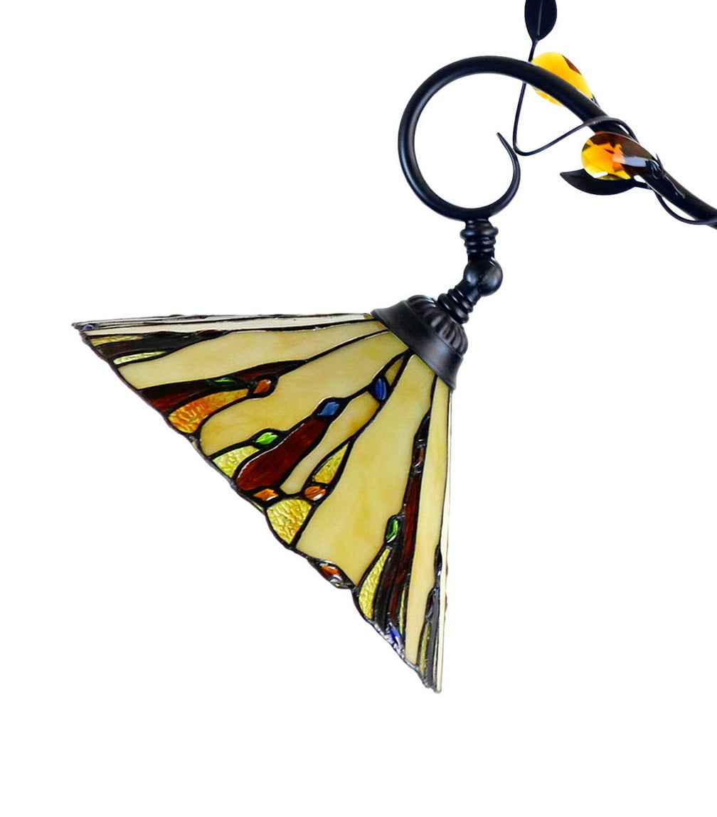 13" Curved line design Stained Glass Edwardian Bridge Arm Tiffany Floor Lamp 13" Curved line design Stained Glass Edwardian Bridge Arm Tiffany Floor Lamp