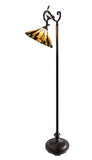 13" Curved line design Stained Glass Edwardian Bridge Arm Tiffany Floor Lamp 13" Curved line design Stained Glass Edwardian Bridge Arm Tiffany Floor Lamp