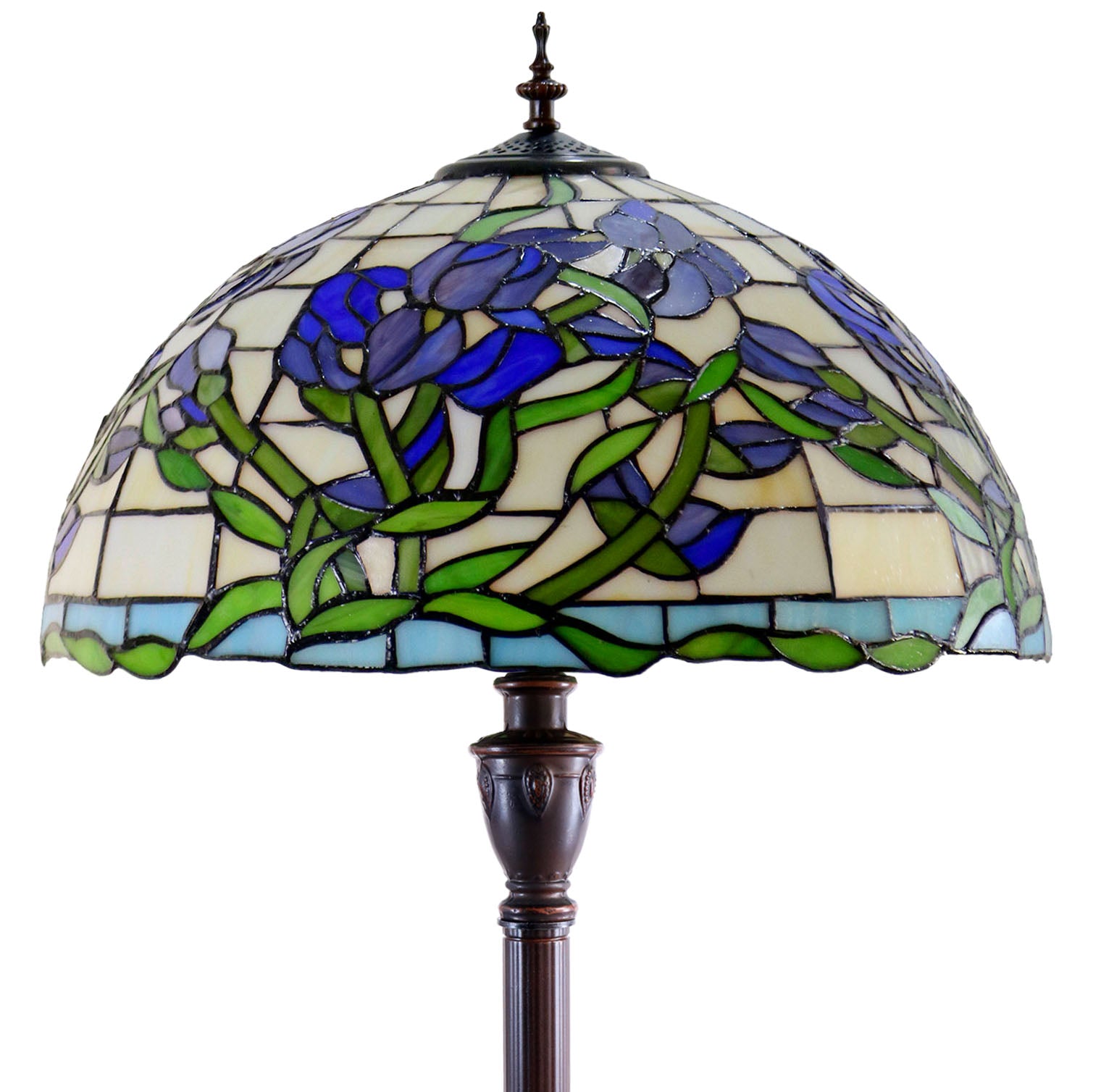 18" Blue Sweet pea blossoms Stained Glass Tiffany Floor Lamp 18" Blue Sweet pea blossoms Stained Glass Tiffany Floor Lamp